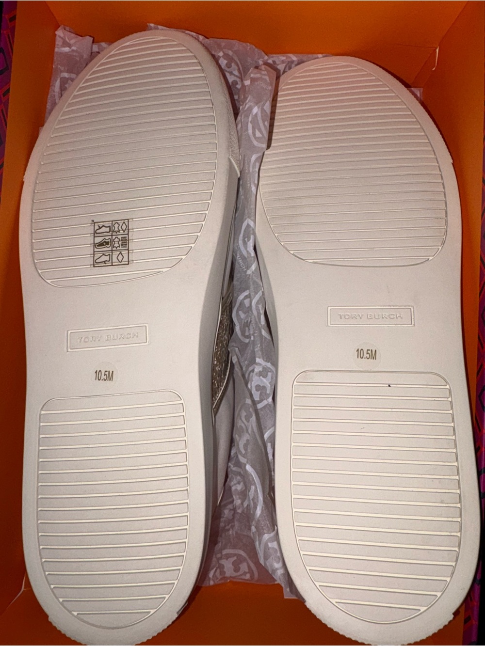 Tory Burch White Sneakers with Gold Sequin Stripe - Picture 5 of 5